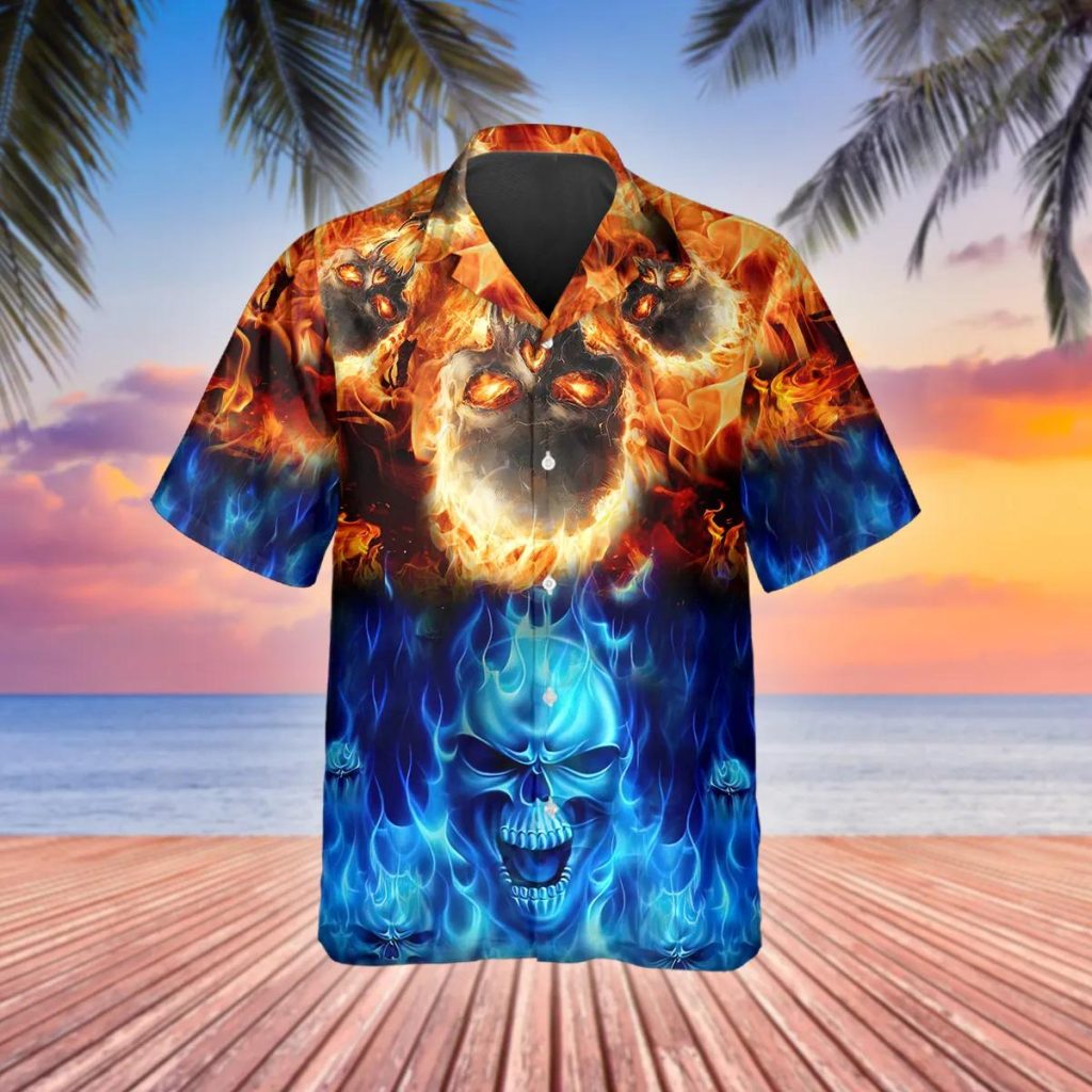 Men's Gothic Skull Hawaiian Button-Up Shirt - Retro Disco Funny Party Shirt, Loose Fit, Polyester