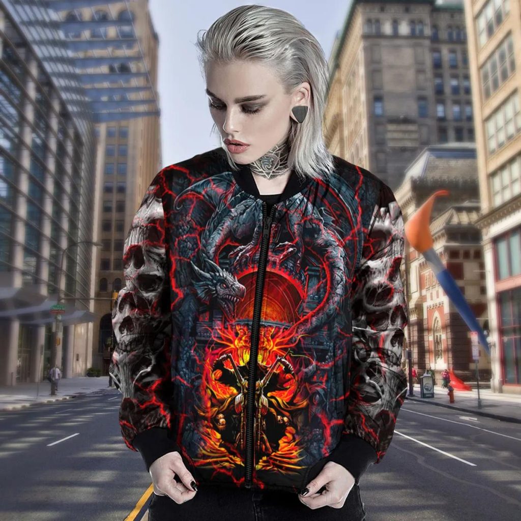 Geometric Skull Women's Bomber Jacket