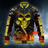 Gold Grim Reaper Fire Skull Custom Baseball Jacket