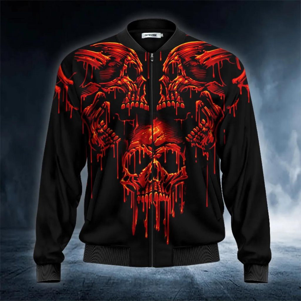 Graffiti Skull Print Men's Bomber Jacket