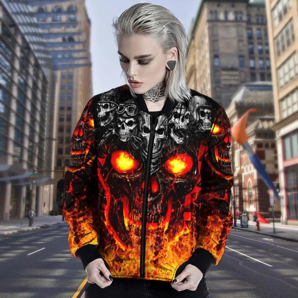 Sugar Skull Skeleton Girly Floral Pattern Print Men's Bomber Jacket