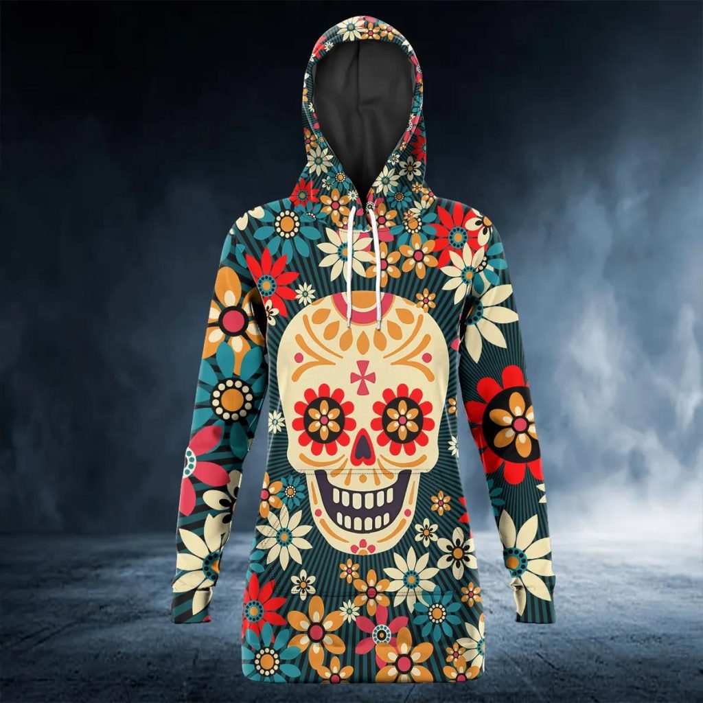 Yellow Sugar Skull Women's Zip Up Hoodie main image 1