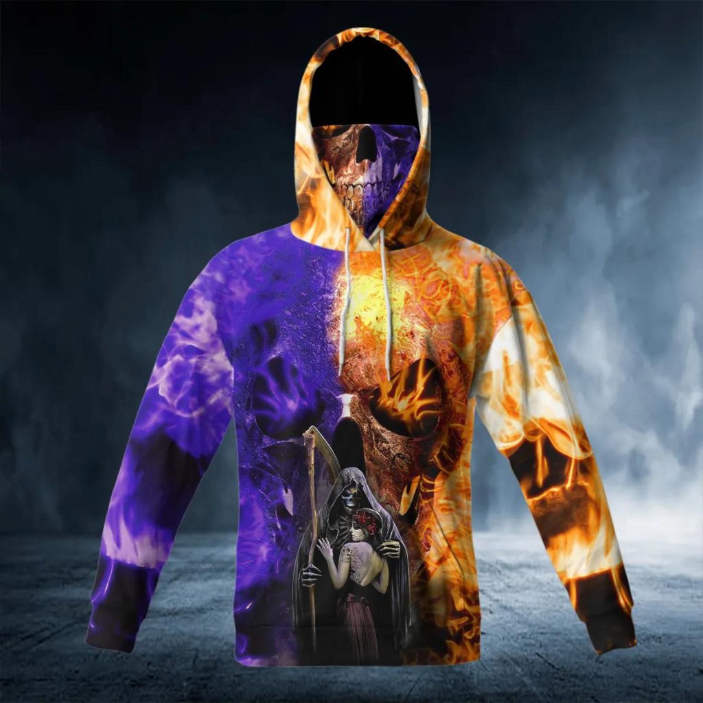Dead Kiss Mixed Colors Skull 3D Bandana Hoodie Skull & Viking Graphic