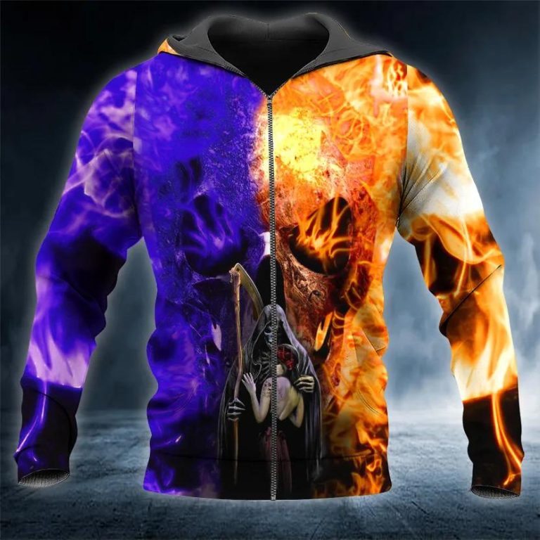 Dead Kiss Mixed Colors Skull 3D Zip Hoodie Skull & Viking Graphic