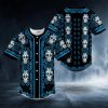 Doodle Floral Pattern Of Blue Sugar Skull Baseball Jersey