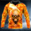Flaming Pile Skull 3D Hoodie