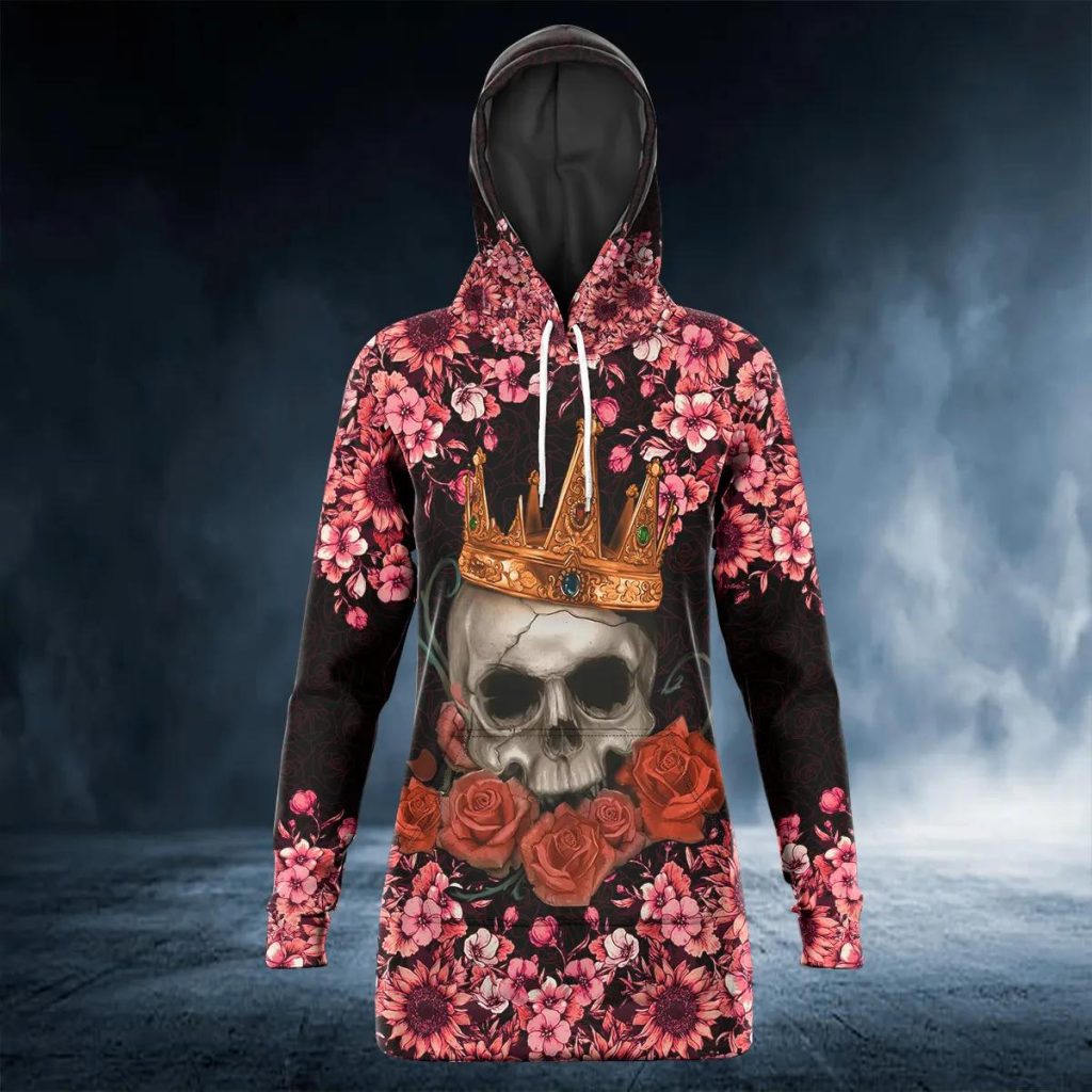 Rose Sugar Skull Skeleton Girly Floral Pattern Print Women Men Pullover Hoodie main image 0