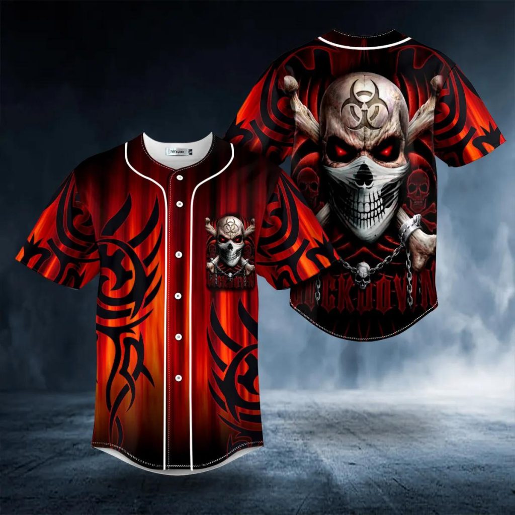 Gold Punisher Skull Custom Baseball Jersey Skull & Viking Graphic