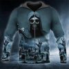 The Night Hunter Skull 3D Zip Hoodie