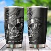 Black IDC IDK IDGAF Tribal Tattoos Metal Skull Custom Tumbler