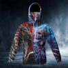 Fantasy Fire Dragon vs Blue Flame Skull 3D Bandana Hoodie