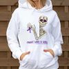 Fight Like A Girl Fibromyalgia Awareness Skull Hoodie Womens