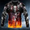 Five Ghost Riders Skull 3D Zip Hoodie