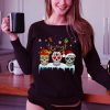 Merry Christmas Jingle Bell Three Sugar Skull Sweatshirt Womens