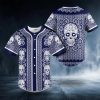 Paisley Navy Pattern Of Sugar Skull Head Baseball Jersey