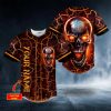 Fire Metallic Biohazard Skull Custom Baseball Jersey