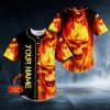 Fire Skull Custom Baseball Jersey