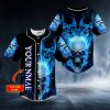 Red Eyes Blue Fire Skull Custom Baseball Jersey