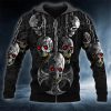 Black Chains Hanging Out Skull 3D Zip Hoodie