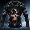 Fire Eyes Vampire Skull 3D Zip Hoodie