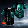 Dark Aquamarine Color Roses Sugar Skull Custom Baseball Jersey