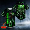 Green Neon Biohazard Skull Custom Baseball Jersey