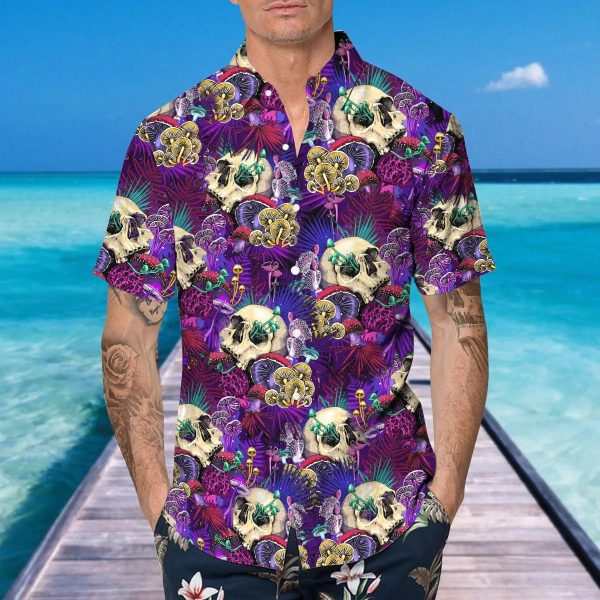 Colorful Mushroom Skull Hawaiian Shirt