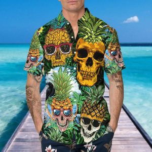 Pineapple Funny Skull Hawaiian Shirt 4