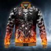 Five Bikers Rider Fire Skull Baseball Jacket
