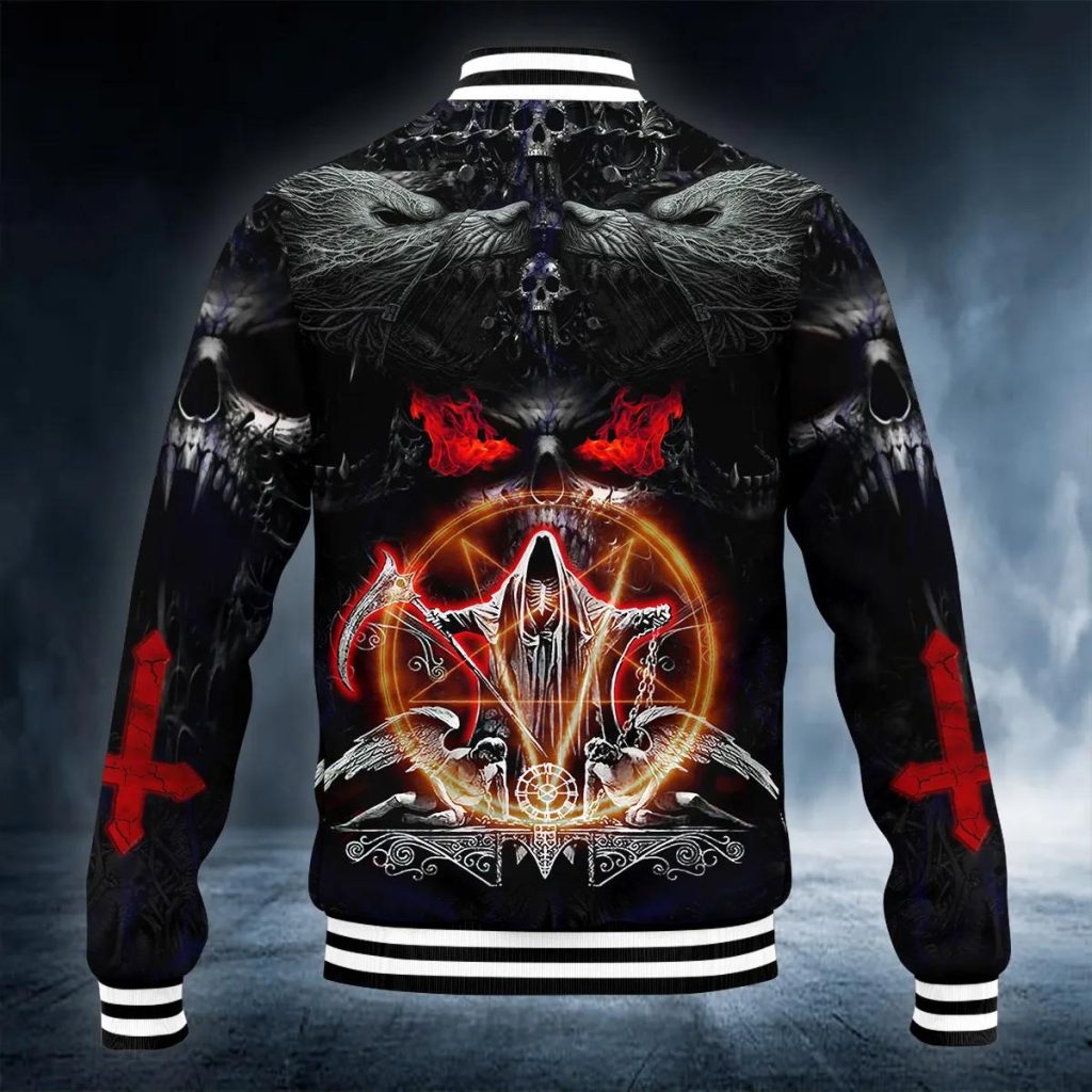 Werewolves Satanic Symbol Reaper Fire Skul Baseball Jacket – Skull ...