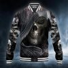IDC IDK IDGAF Grim Reaper Skull Baseball Jacket