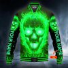 Green Flaming Skull Personalized Baseball Jacket