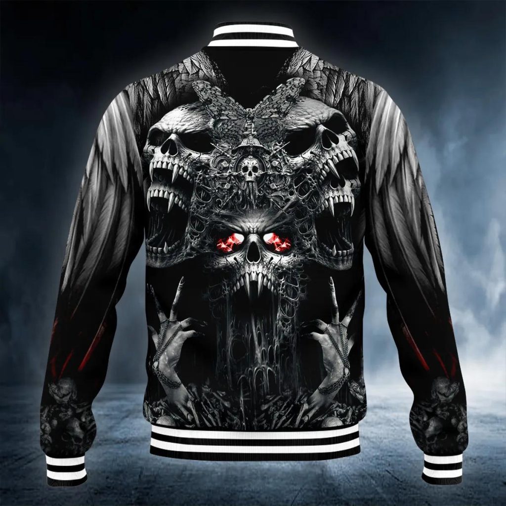 Hell Skull Silent Scream Baseball Jacket – Skull & Viking Graphic Tees ...