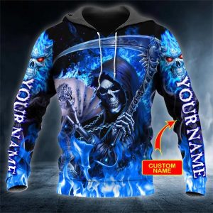 Grim Reaper Blue Fire Skull Custom 3D Hoodie 600x600 1