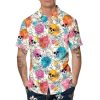 Colorful Roses Crossbones Skull Hawaiian Shirt, Hawaiian Button Up Shirt, Tropical Shirts For Men