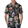 Colorful Diamond Skull Hawaiian Shirt, Hawaiian Button Up Shirt, Tropical Shirts For Men