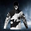 Black White Yinyang Werewolves Viking 3D Bandana Hoodie