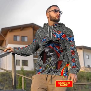 Praying Reaper Inside CSA Flag Skull Custom 3D Hoodie 3