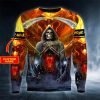 Grim Reaper On Fire Skull Custom 3D Sweatshirt