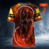 Fire Ghost Skull Custom 3D T Shirt, Skull T Shirts Mens