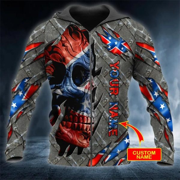 CSA Flag Skull Custom 3D Zip Hoodie