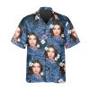 Pattern Blue Pattern Personalized Hawaiian Shirt, Custom Hawaiian Shirts With Face