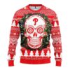 Philadelphia Phillies Skull Flower Ugly Christmas Sweater, MLB Christmas Sweater