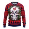 Washington Nationals Skull Flower Ugly Christmas Sweater, MLB Christmas Sweater