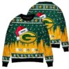 Green Bay Packers Symbol Wearing Santa Claus Hat Ugly Christmas Sweater, NFL Christmas Sweater