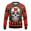 Skull Flower Calavera Cincinnati Bengals Ugly Christmas Sweater, NFL Christmas Sweater