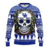 Kentucky Wildcats Skull Flower Ugly Christmas Sweater, NCAA Christmas Sweater