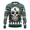 Michigan State Spartans Skull Flower Ugly Christmas Sweater, NCAA Christmas Sweater
