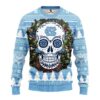 North Carolina Tar Heels Skull Flower Ugly Christmas Sweater, NCAA Christmas Sweater
