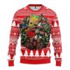 Detroit Red Wings Groot Hug Ugly Christmas Sweater, NHL Christmas Sweater